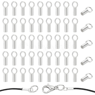 PandaHall Elite 50Pcs Sterling Silver Cord Ends STER-PH0001-51-1