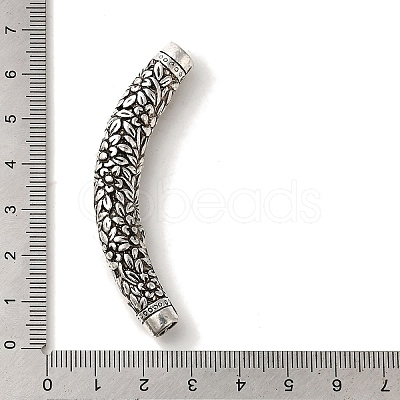 Tibetan Style Alloy Carved Flower Tube Beads TIBEB-L007-10AS-1