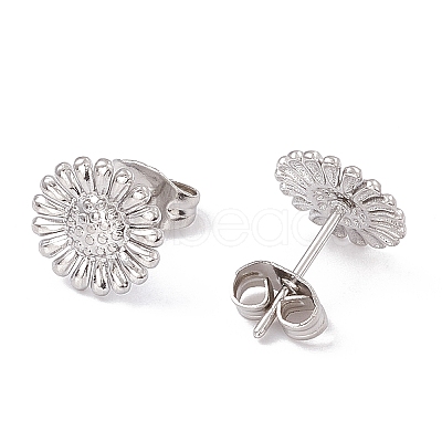 Non-Tarnish 304 Stainless Steel Sunflower Stud Earrings for Women EJEW-G338-05P-1