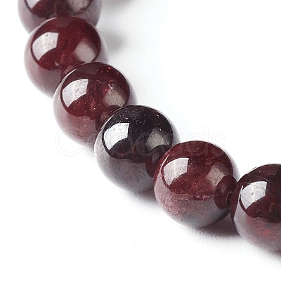 Natural Garnet & Lava Rock Round Beads Stretch Bracelets Set BJEW-JB06982-01-1