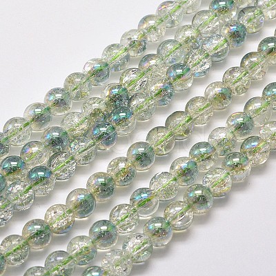 Electroplate Synthetic Crackle Quartz Bead Strands EGLA-J067-10mm-HR02-1