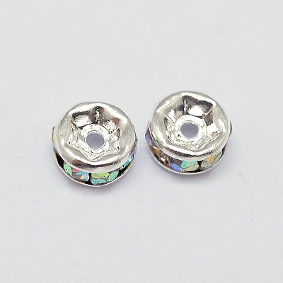 Rack Plating Rondelle Brass Grade A Rhinestone Spacer Beads RB-D301-06S-1