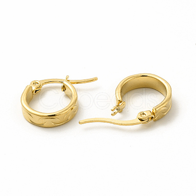 201 Stainless Steel Grooved Hoop Earrings with 304 Stainless Steel Pins for Women EJEW-M214-08D-G-1