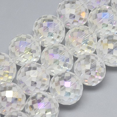 Electroplate Glass Beads Strands EGLA-Q086-12mm-07-1