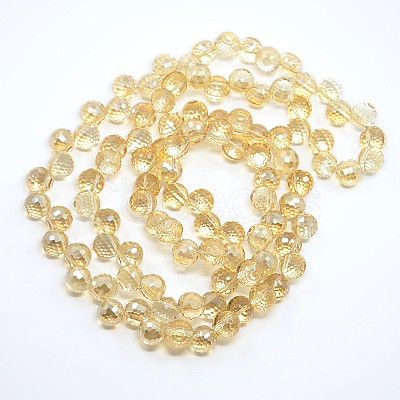 Faceted Electroplate Glass Round Beads Strands EGLA-J053-M-1