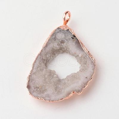 Natural Geode Agate Druzy Slice Pendants G-L461-04A-1