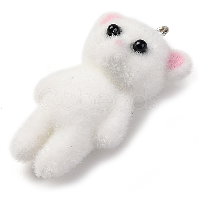 Bear Flocky Resin Pendants RESI-S010-06A-1