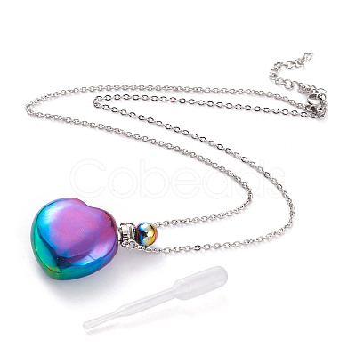 Electroplated Natural Quartz Crystal Openable Perfume Bottle Pendant Necklaces NJEW-H216-10C-P-1