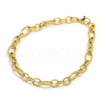 Fashionable 304 Stainless Steel Figaro Cable Chain Bracelets STAS-A028-B094-1