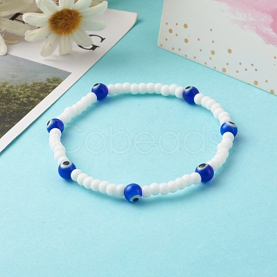 Glass Beads & Handmade Lampwork Beads Stretch Bracelets for Kid BJEW-JB06475-02-1