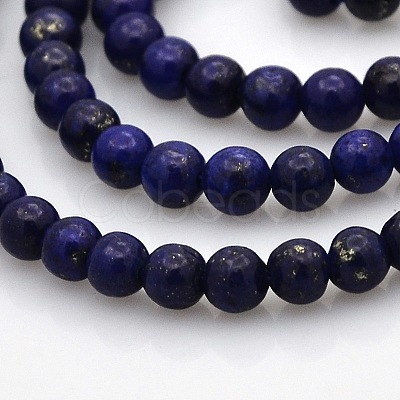 Dyed Natural Lapis Lazuli Round Beads Strands G-N0120-01-4mm-1