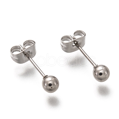 Tarnish Resistant 304 Stainless Steel Ball Stud Earrings EJEW-L254-01D-P-1