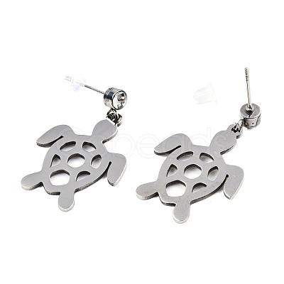 201 Stainless Steel Dangle Stud Earrings EJEW-T008-JN751-1