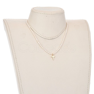 Cross Brass Pendant Necklaces NJEW-JN02972-02-1