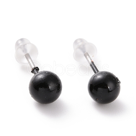 Alloy Round Ball Stud Earrings with Steel Pin for Women EJEW-E143-01A-1