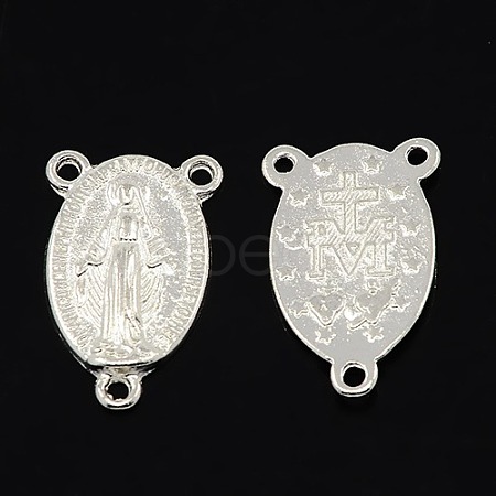Holy Oval Carved Virgin Mary Tibetan Style Alloy Chandelier Component Links TIBEP-LF0961YKG-S-LF-1