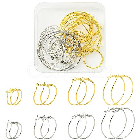 24Pcs 8 Styles Iron Huggie Hoop Earring Findings IFIN-YW0003-61-1