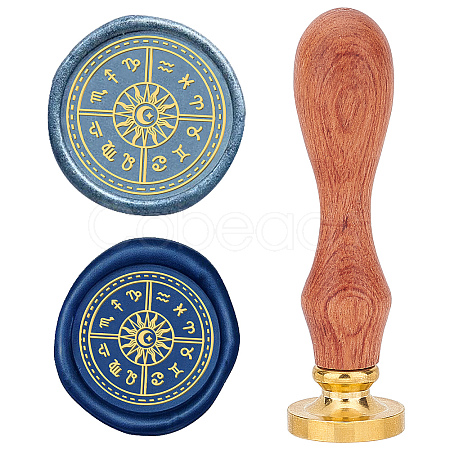 Brass Wax Seal Stamps with Rosewood Handle AJEW-WH0412-0113-1