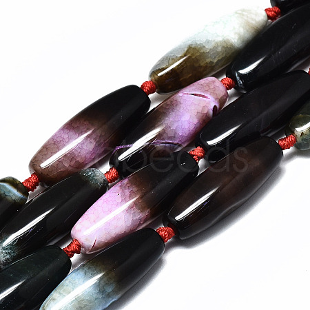 Natural Multi-Color Agate Beads Strands G-S370-070-1