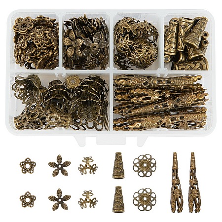 Tibetan Style Alloy and Iron Bead Caps TIBEB-PH0004-13-1