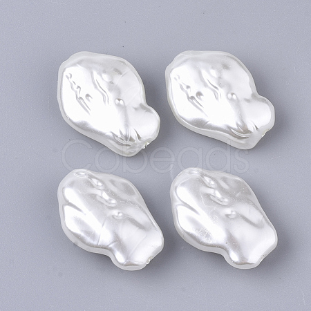 ABS Plastic Imitation Pearl Beads X-OACR-T022-09-1