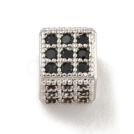 Brass Micro Pave Black Cubic Zirconia Beads KK-G493-37A-P02-1