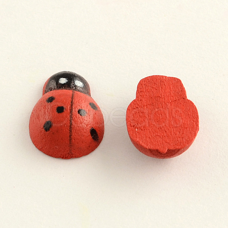 Dyed Ladybug Wood Cabochons X-WOOD-Q018-50A-1