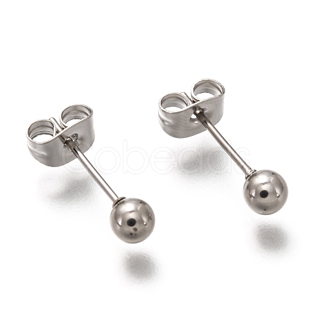 304 Stainless Steel Ball Stud Earrings EJEW-L254-01D-P-1