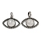 Natural Quartz Crystal Pendants, Alloy Eye Rock Crystal Charms, Antique Silver, Cadmium Free & Lead Free, 26x35.5x7mm, Hole: 7mm