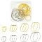 24Pcs 8 Styles Iron Huggie Hoop Earring Findings, Platinum & Golden, 22 Gauge, 20~40x1.2mm, Pin: 0.6mm, 3pcs/style