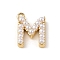 Plastic Imitation Pearl Pendants, with Brass Findings, Golden, Letter M, 7~14x13.5~15x3mm, Hole: 1.3~1.4mm