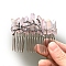 Natural Crystal Hair Combs, with Alloy Crown Hair Bands, for Women Girls, Misty Rose, 78x37mm