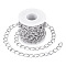 Decorative Chain Aluminium Twisted Chains Curb Chains, Unwelded, with Spool, Silver, 15x10x2mm, 5m/roll