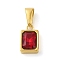 304 Stainless Steel Pendants Cubic Zirconia, Square, Dark Red, 13x8x4mm, Hole: 7.5x3mm