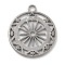 Anti-Tarnish 304 Stainless Steel Pendants, Flat Round with Sun & Star Charm, Stainless Steel Color, 23x20x1.4mm, Hole: 2.4mm