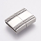 Tarnish Resistant 304 Stainless Steel Magnetic Clasps with Glue-in Ends, Smooth Surface, Rectangle with Chevron, Stainless Steel Color, 27x20x6.5mm, Hole: 4.5x18mm