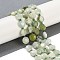 Natural New Jade Beads Strands, Faceted Pentagonal Cut, Flat Round, with Seed Beads, 10~10.5x5~6mm, Hole: 1mm, about 32~33pcs/strand, 15.75''(40cm)