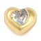 Brass Micro Pave Cubic Zirconia Beads, Heart, Clear, 7x8x5mm, Hole: 1.2mm