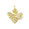 Real 18K Gold Plated Brass Pave Cubic Zirconia Pendants, with Jump Rings, Butterfly, Clear, 12.5x12x3.5mm, Hole: 3mm