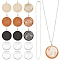 Nbeads DIY Blank Dome Flat Round Pendant Necklace Making Kit, Including Wooden Pendant Cabochon Settings, Half Round Glass Cabochons, Iron Cable Chains Necklace Making, Mixed Color, 32Pcs/set