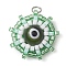 Glass & Seed Bead Woven Pendants, with Lampwork Beads, Evil Eye, with Jump Ring, Green, 19x19x8mm, Hole: 3mm