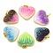 Brass Enamel Pendants, with Glitter and Jump Ring, Long-Lasting Plated, Real 18K Gold Plated, Heart Charm, Mixed Color, 17x18x3mm, Hole: 3.5mm