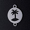 Tarnish Resistant 201 Stainless Steel Links connectors, Flat Round with Coconut Tree, Stainless Steel Color, 16.5x12x1mm, Hole: 1.5mm