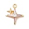 Brass Cubic Zirconia Pendants, Real 18K Gold Plated, Sparkling Star Charm, Lavender Blush, 16x14x3mm, Hole: 1.6mm