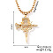 Brass Clear Cubic Zirconia Shiny Dagger Cross Pendant Box Chain Necklaces, Golden, 23.62 inch(60cm)