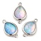 Synthetic Opal Connector Charms, Rack Plating Brass Teardrop Links, Platinum, Mixed Color, 17.5x10.5x5mm, Hole: 1.4mm