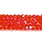 Transparent Electroplate Glass Beads Strands, AB Color Plated, Faceted, Bicone, Red, 4x4mm, Hole: 0.8mm, about 82~85pcs/strand, 12.01~12.2 inch(30.5~31cm)