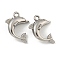 Non-Tarnish 304 Stainless Steel Pendants, Dolphin Charm, Stainless Steel Color, 20x15x7.5mm, Hole: 2mm