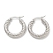 304 Stainless Steel Hoop Earring, Hypoallergenic Earrings, Twisted Ring Shape, Stainless Steel Color, 17.5x4mm, Pin: 1x0.7mm