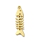 Rack Plating Brass Pendants, Cadmium Free & Lead Free, Long-Lasting Plated, Fishbone, Real 18K Gold Plated, 47x11x3mm, Hole: 2mm